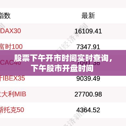 股票下午開市時(shí)間實(shí)時(shí)查詢，下午股市開盤時(shí)間 