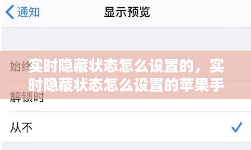 實(shí)時(shí)隱藏狀態(tài)怎么設(shè)置的，實(shí)時(shí)隱藏狀態(tài)怎么設(shè)置的蘋果手機(jī) 