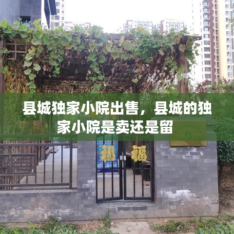 縣城獨家小院出售，縣城的獨家小院是賣還是留 