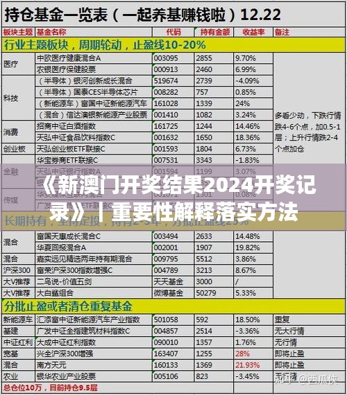 《新澳門開獎結果2024開獎記錄》｜重要性解釋落實方法