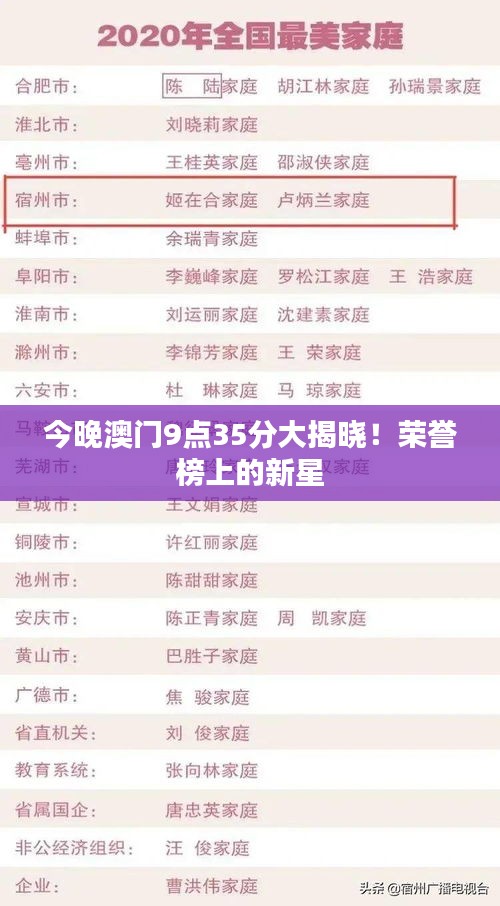 今晚澳門9點(diǎn)35分大揭曉！榮譽(yù)榜上的新星