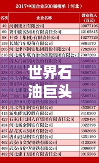 世界石油巨頭榜單出爐，中國(guó)石油工業(yè)的崛起與全球排名解讀