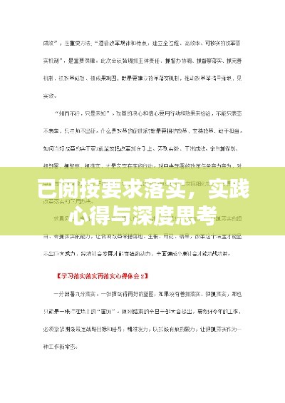 已閱按要求落實，實踐心得與深度思考