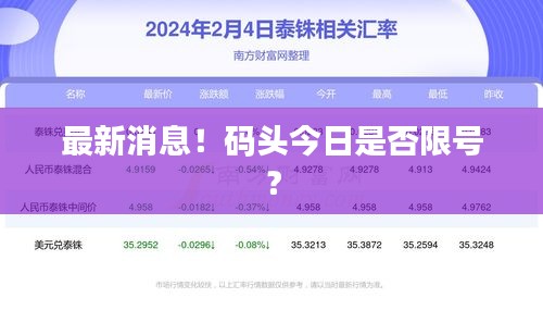 最新消息！碼頭今日是否限號？