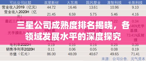 三星公司成熟度排名揭曉，各領(lǐng)域發(fā)展水平的深度探究