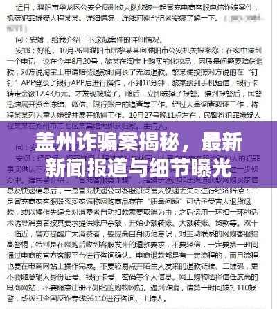 蓋州詐騙案揭秘，最新新聞報道與細(xì)節(jié)曝光