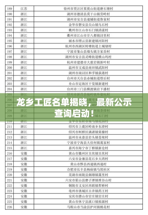 龍鄉(xiāng)工匠名單揭曉，最新公示查詢(xún)啟動(dòng)！