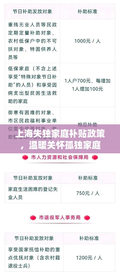 上海失獨家庭補貼政策，溫暖關(guān)懷孤獨家庭