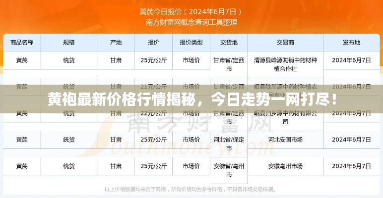 黃袍最新價(jià)格行情揭秘，今日走勢一網(wǎng)打盡！