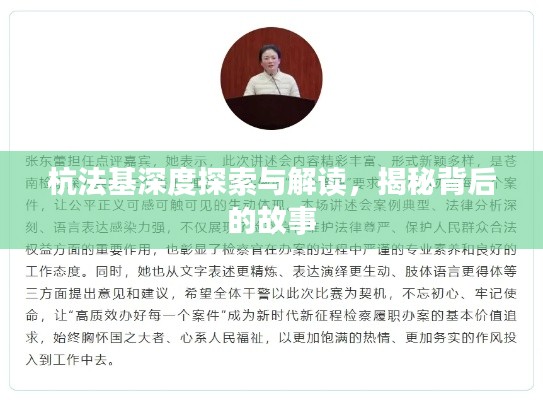 杭法基深度探索與解讀，揭秘背后的故事